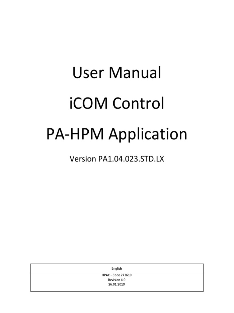 PA120604 - 0201 - ICOM Control PA-HPM Application - Manual ICOM