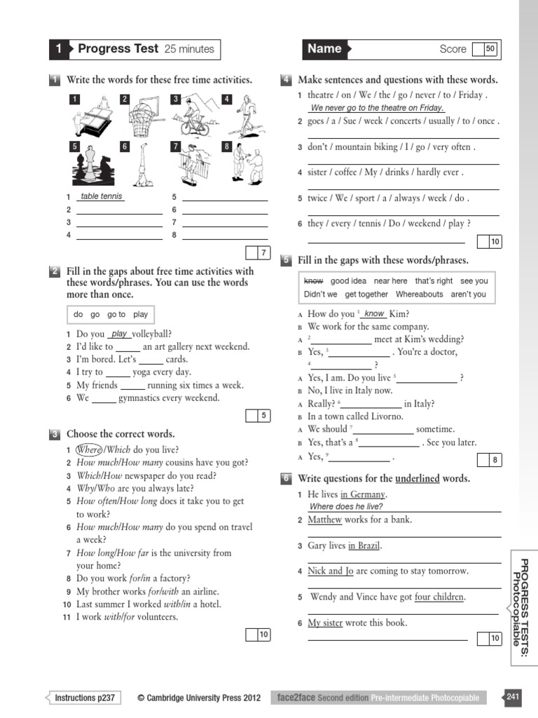 Progress Test 1 PDF | PDF | Leisure