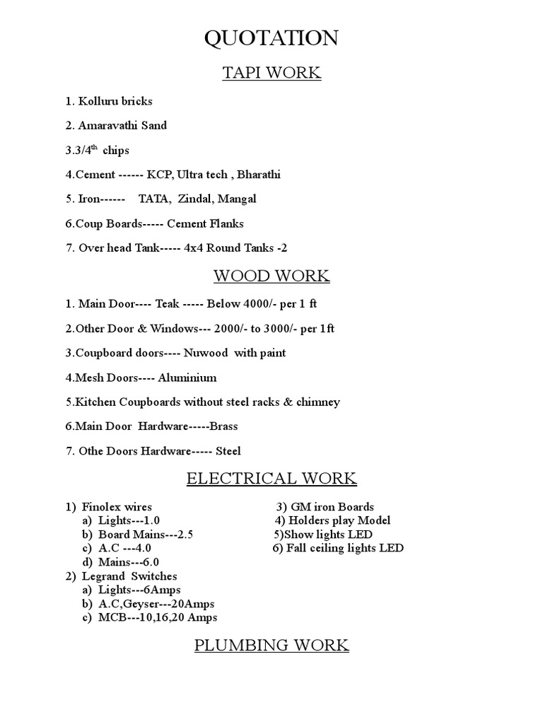 Comprehensive Building Material Cost List | PDF