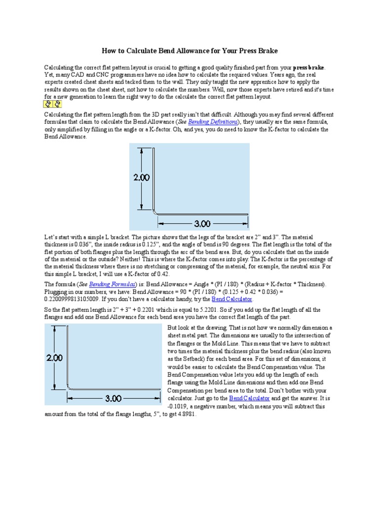 How To Calculate Bend Allowance For Your Press Brake | PDF | Industrial ...