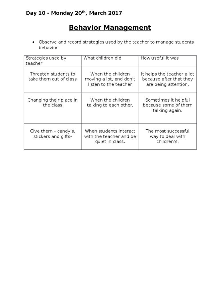 Effective Classroom Behavior Management Strategies | PDF