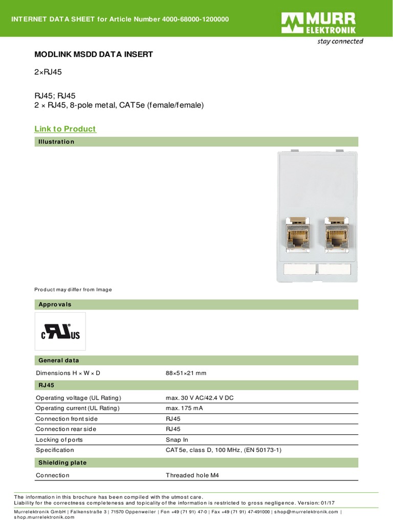 2×RJ45 RJ45 RJ45 2 × RJ45, 8-Pole Metal, CAT5e (Female/female) | PDF ...