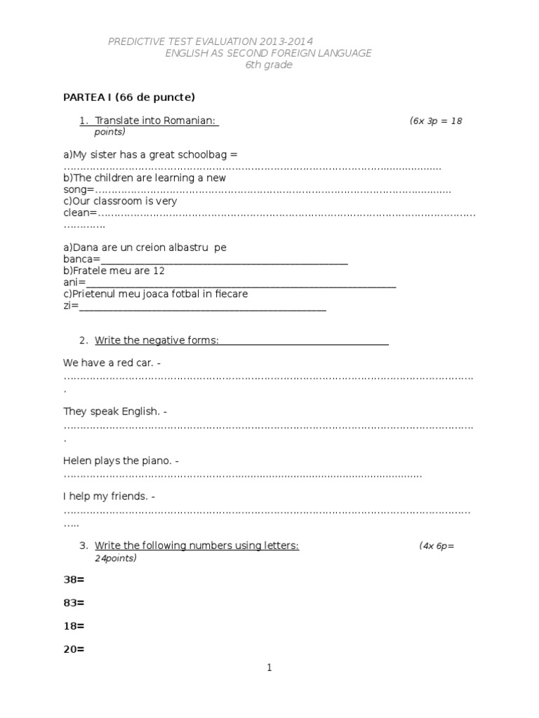 0 Test Initial Cls A6a l2 Engl | PDF