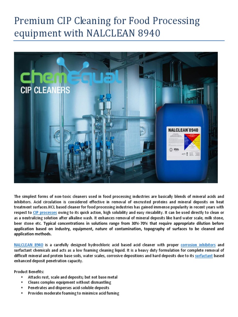 Food Industry CIP Cleaning Solution | PDF