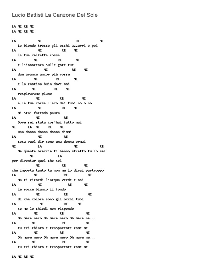 Battisti La Canzone Del Sole Accordi Chords Tab Testo.pdf