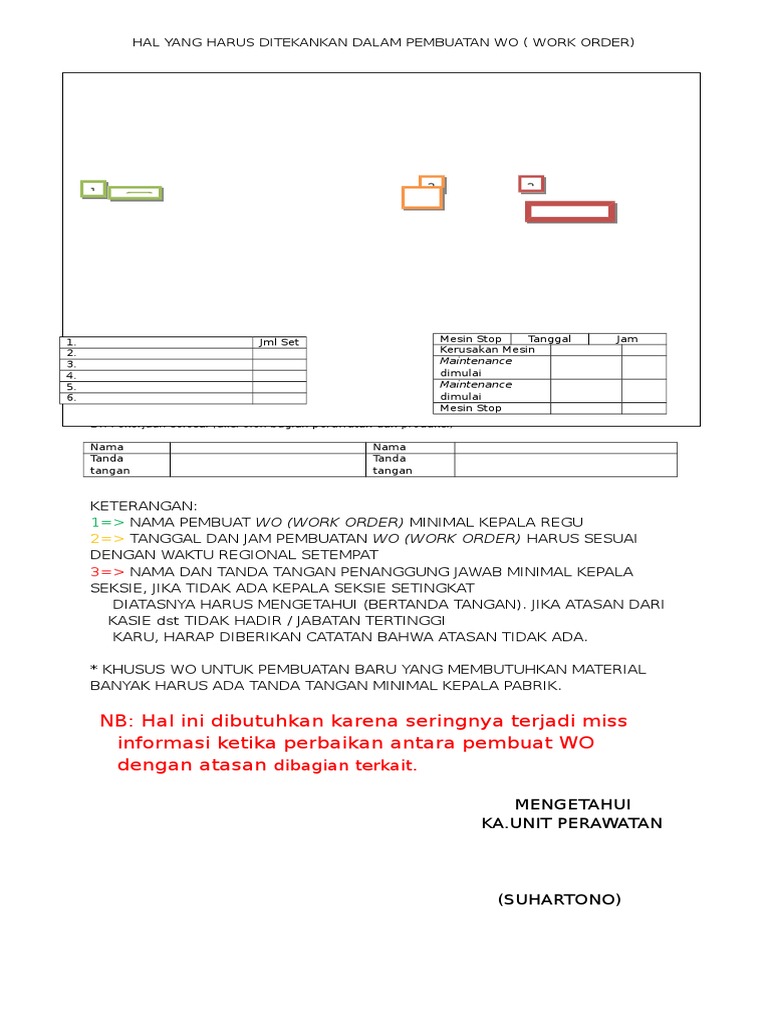 Panduan Pembuatan Work Order Efektif | PDF