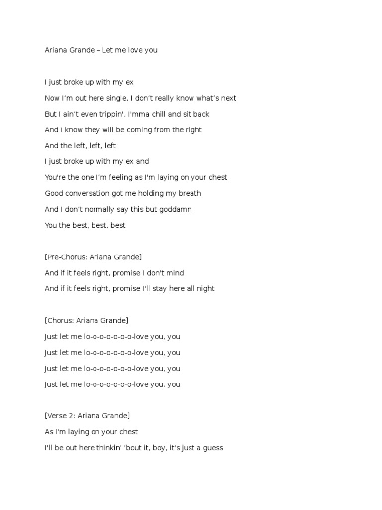 Ariana Grande Let Me Love You Lyrics Leisure Entertainment General