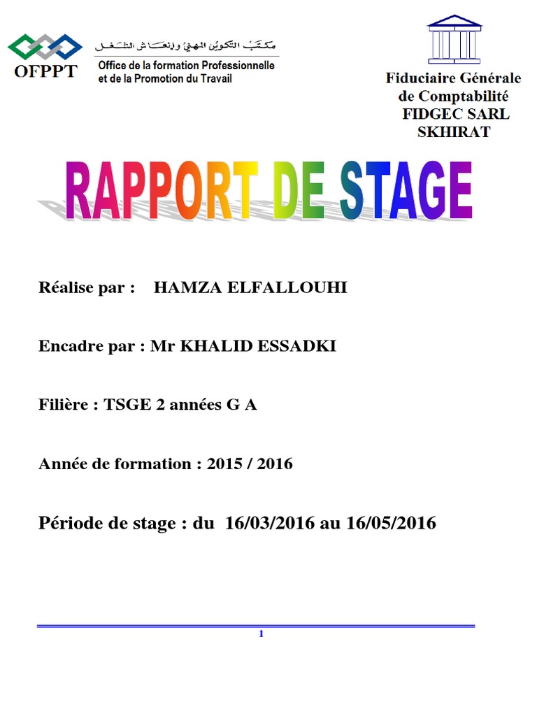 Rapport de Stage Fiduciaire Skhirat1  Bulletin de salaire (droit