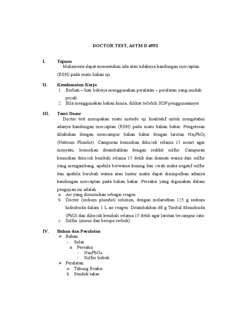 Uji Kualitatif Mercaptan pada Solar | PDF