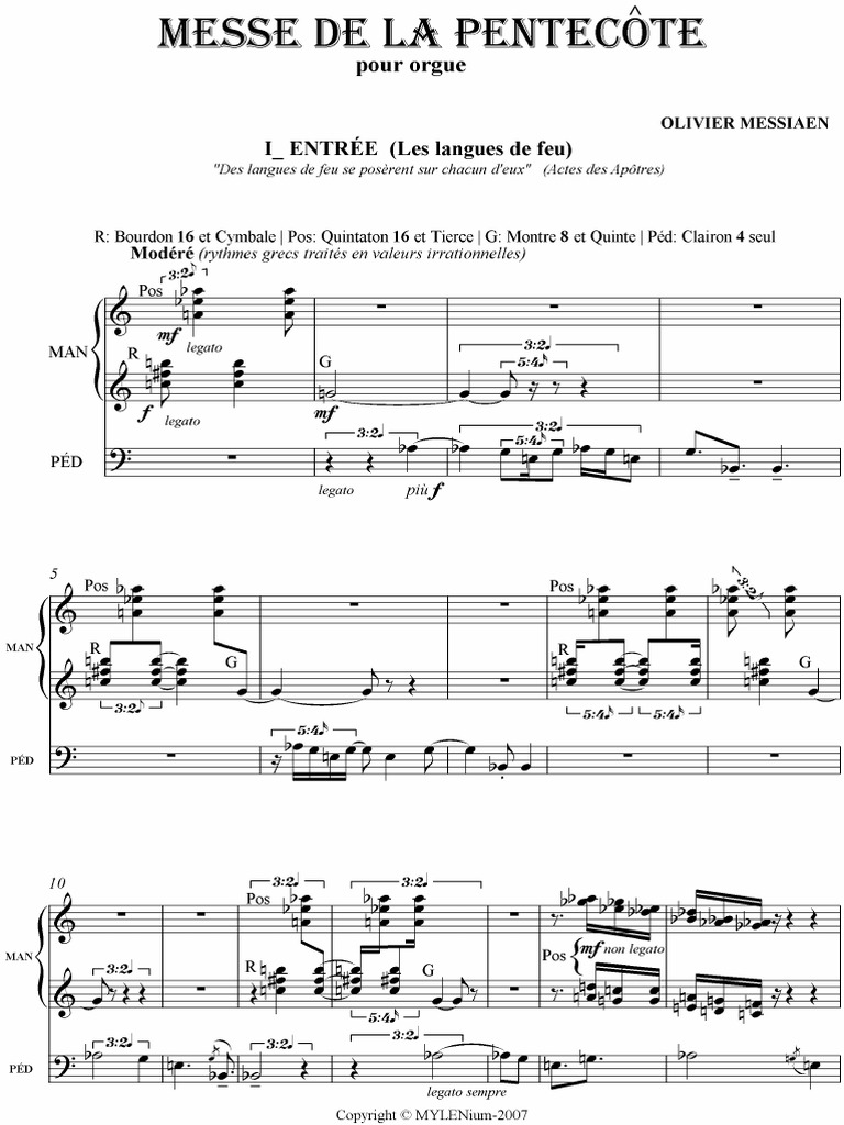 Olivier Messiaen Messe de La Pentecote PDF | PDF
