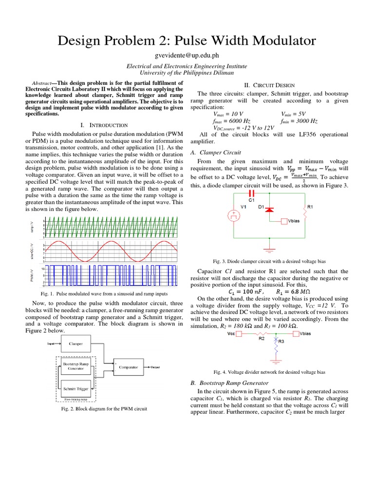 Design Problem 2: Pulse Width Modulator: Gvevidente@up - Edu.ph Circuit Diagram