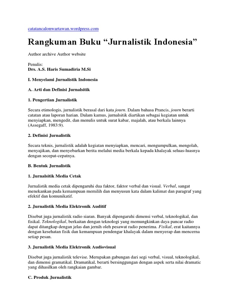 Rangkuman Buku Jurnalistik Indonesia Pdf