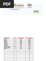 Input Output: Area Length/Thickness Matl. Density Weight