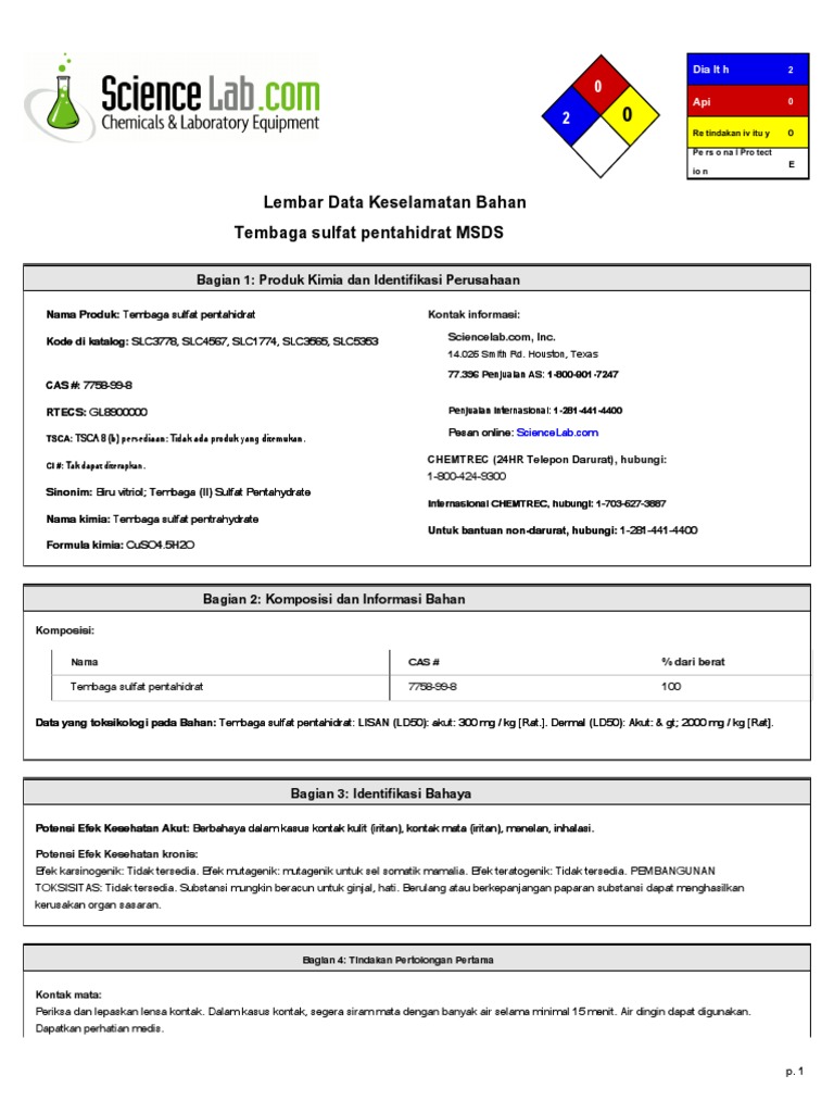 Copper (II) Sulfate, Pentahydrate Safety Data Sheet PDF, 40 OFF