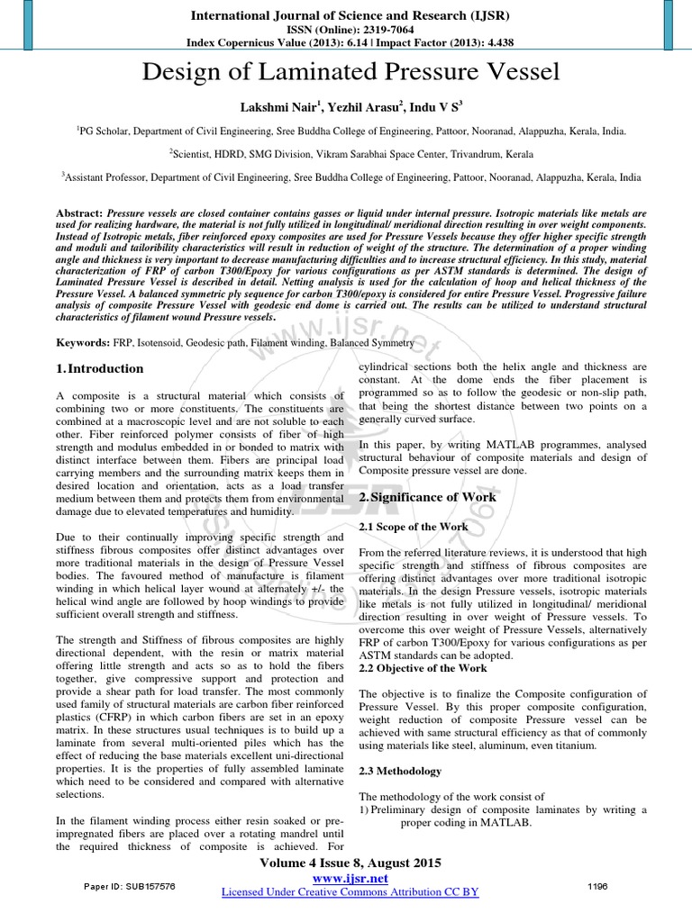 Design of Laminated Pressure Vessel | PDF | Composite Material | Stress ...