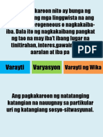 Ang Varayti at Varyasyon NG Wika