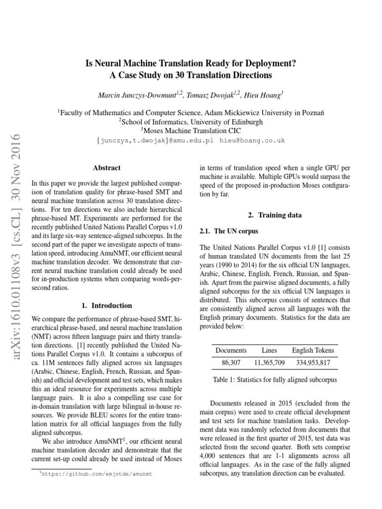 Neural Machine Translation Case Study | PDF | Graphics Processing Unit ...