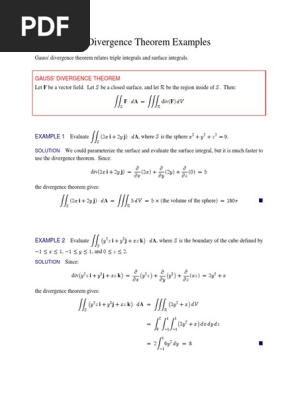 Gauss Examples Pdf Divergence Integral