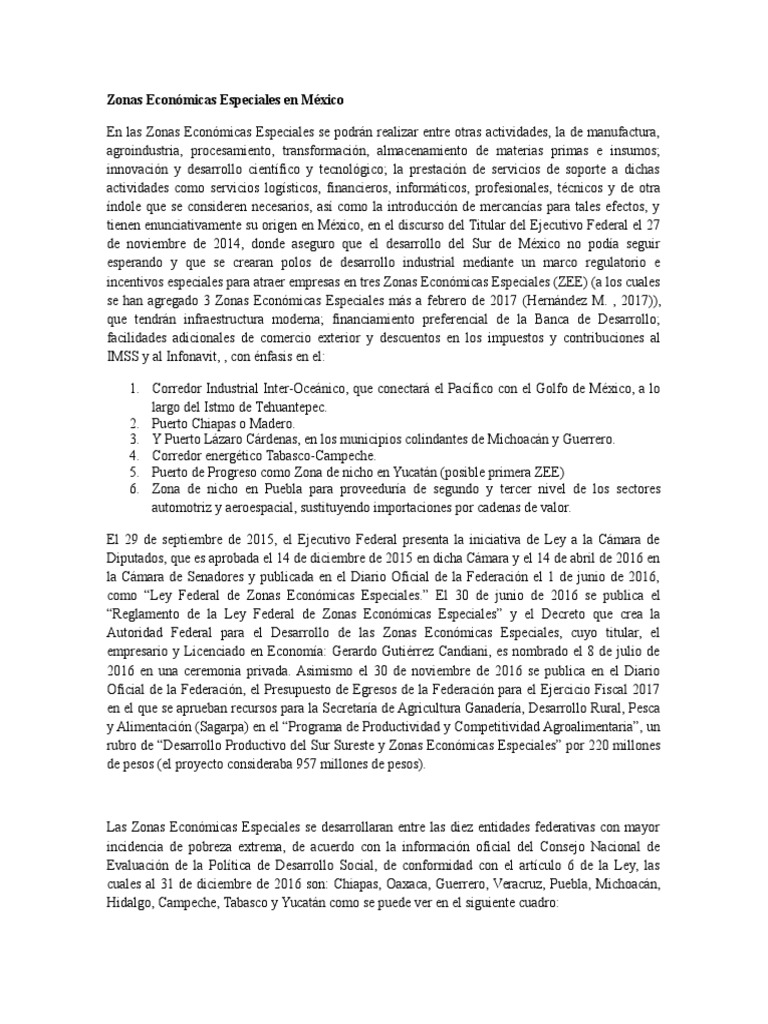 Zonas Económicas Especiales en México | PDF | México | Beneficio (economía)