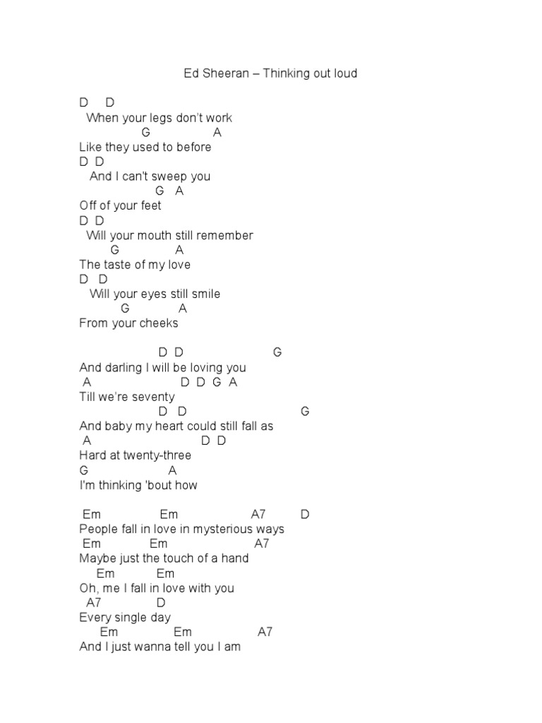 Ed Sheeran Thinking Out Loud Tekstowo