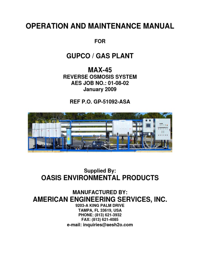 Reverse OSmosis Manual | Pipe (Fluid Conveyance) | Crane (Machine)