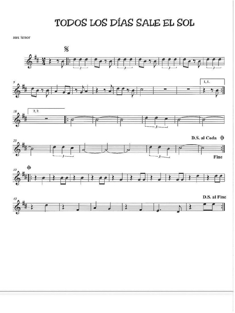 Chipiron Todos Los Dias Sale El Sol Saxo Tenor PDF | PDF
