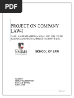 Project On Company Law-I: Case: Vali Pattabhirama Rao and Anr. Vs Sri Ramanuja Ginning and Rice Factory P. LTD