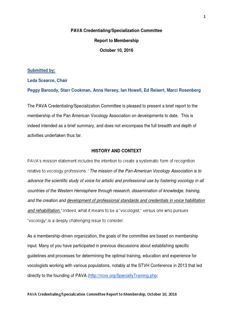 PAVA Credential Committee | PDF | Professional Certification | Physical ...