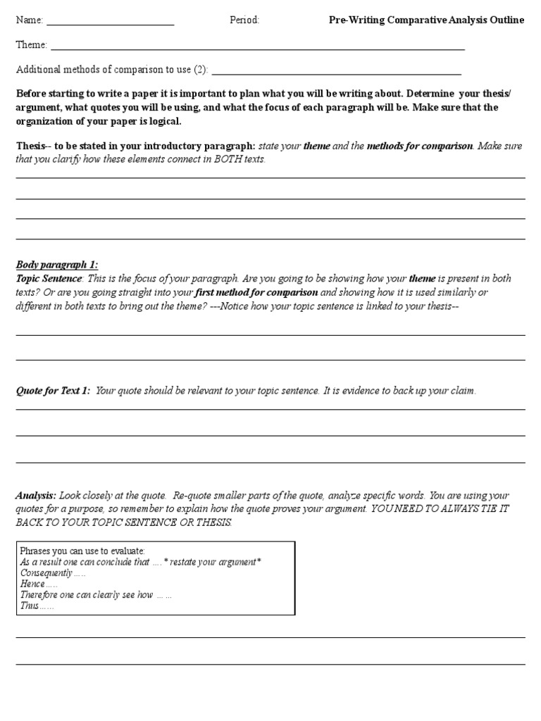 Comparative Analysis Outline Template | PDF | Ellipsis | Paragraph