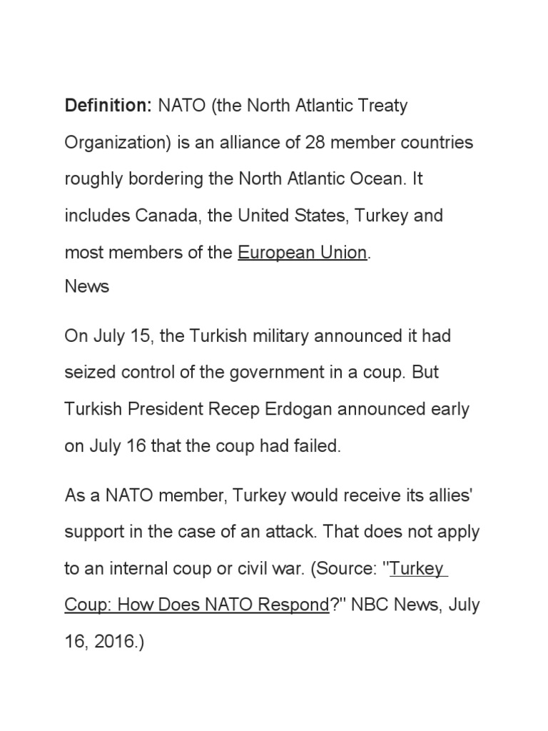 Definition NATO (The North Atlantic Treaty PDF Nato Cold War
