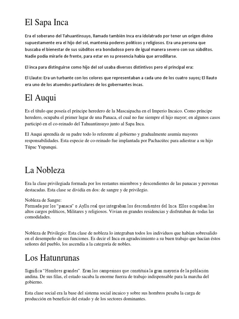 El Sapa Inca | PDF | Imperio Inca | Personas
