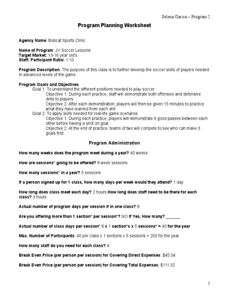 Program Planning Worksheet | PDF | Government Health Care | Economies