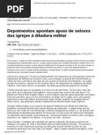 Depoimentos Apontam Apoio de Setores Das Igrejas à Ditadura Militar