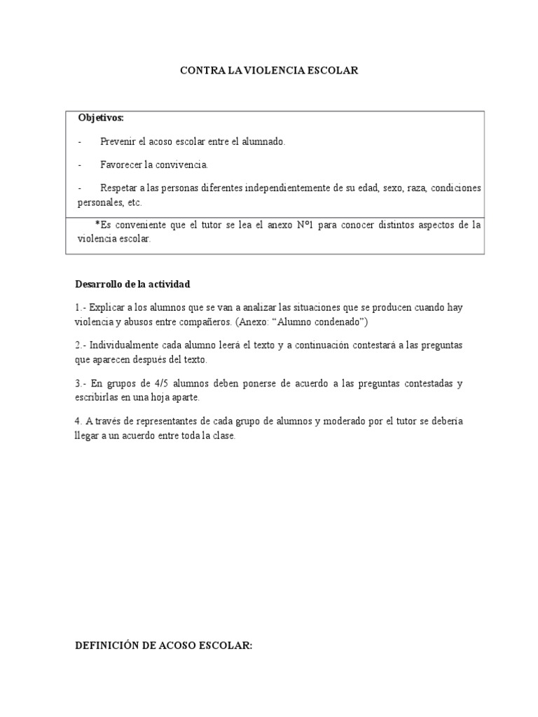 Contra La Violencia Escolar | PDF | Acoso | Violencia