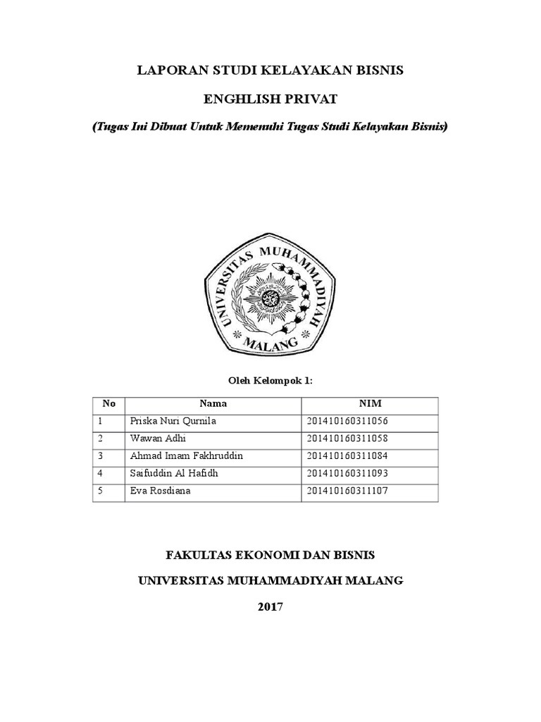 Studi Kelayakan Bisnis Bimbel Bahasa Inggris
