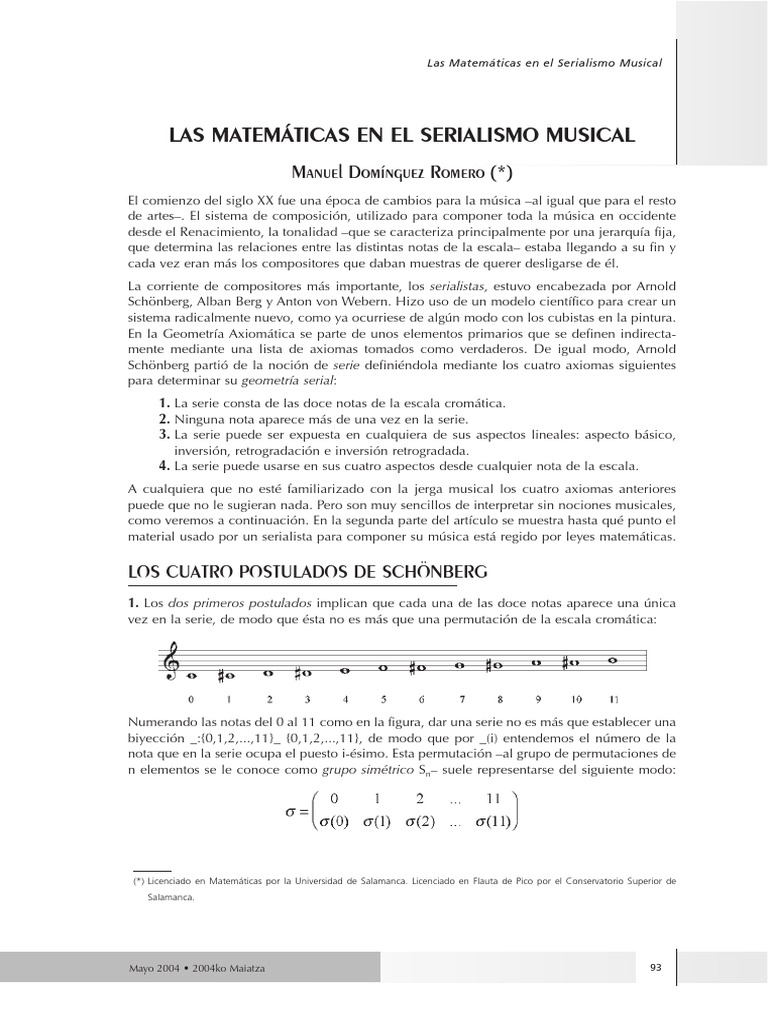 6 Serialismo Musical PDF | PDF | Grupo (Matemáticas) | Permutación