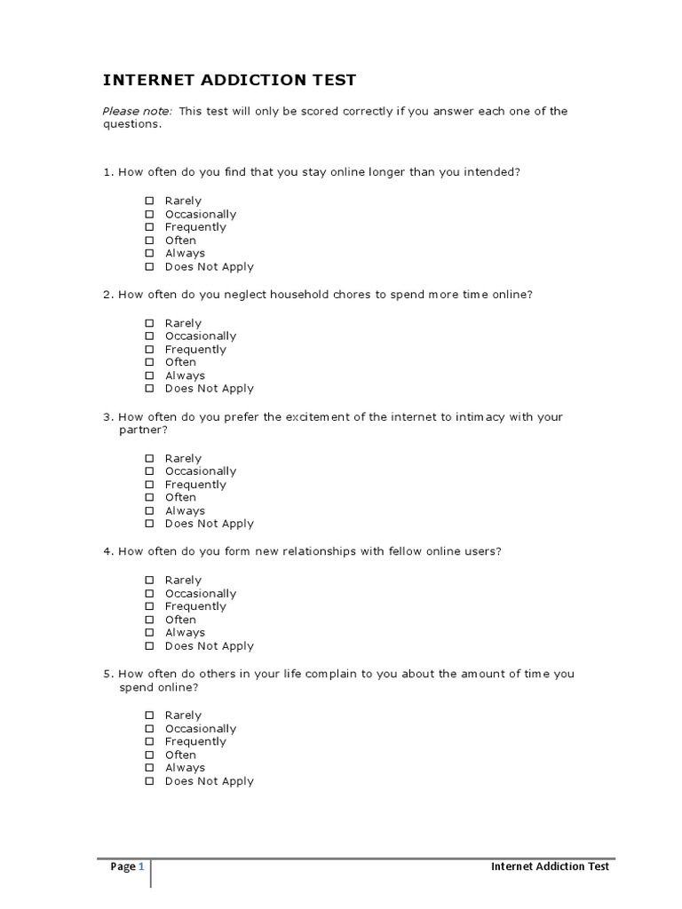 Addiction Test Cyberspace