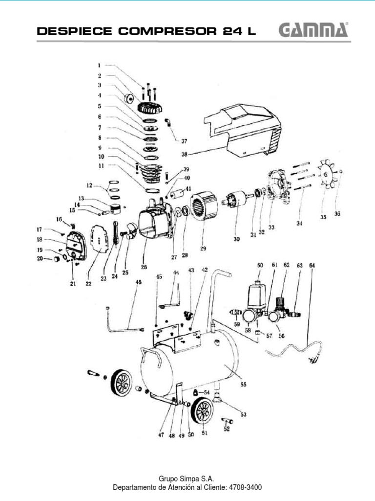 Manual de Despiece de COMPRESOR 24 Lts. GAMMA
