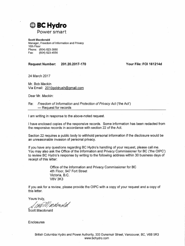 2017-170 - Final Response (Sent 28 Mar 2017) | PDF | Reservoir ...