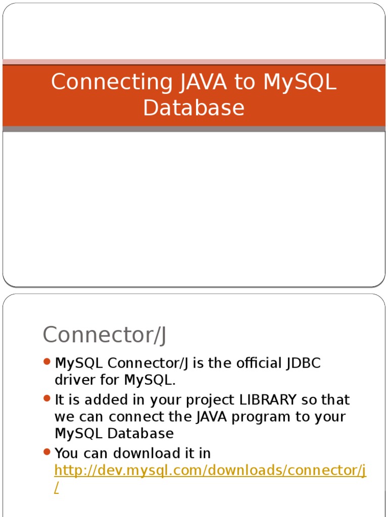 Connecting JAVA To MySQL Database | PDF | Java (Programming Language ...
