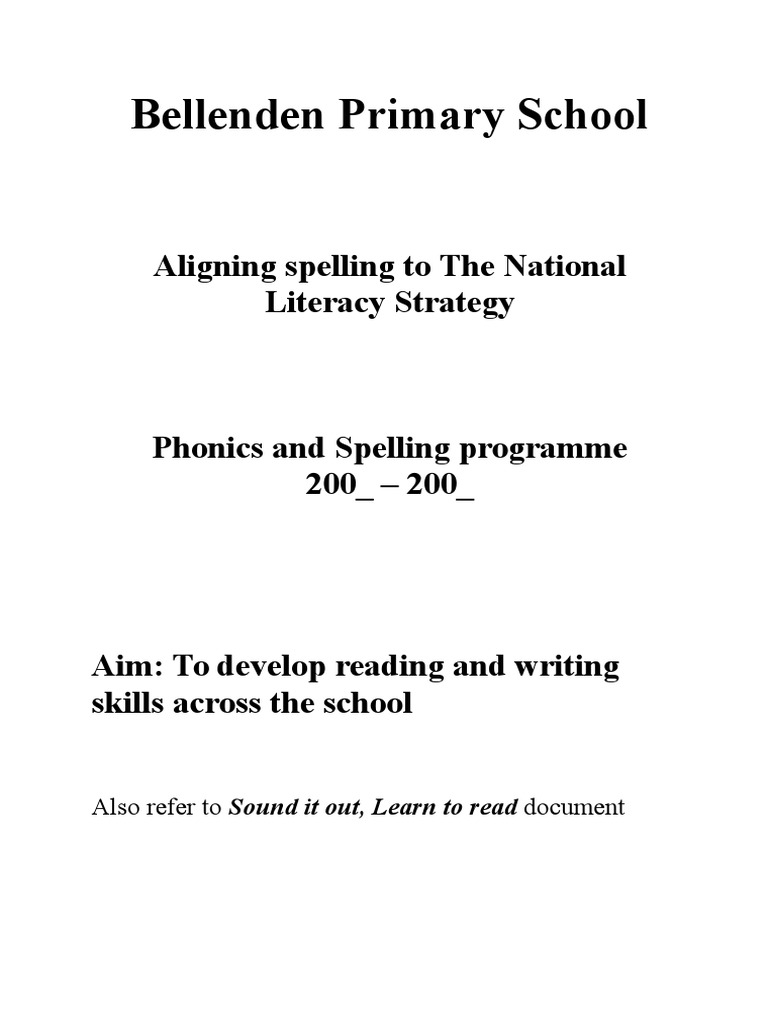 Bellenden Primary School Spelling Lists Year 16 PDF Ellipsis Phonics