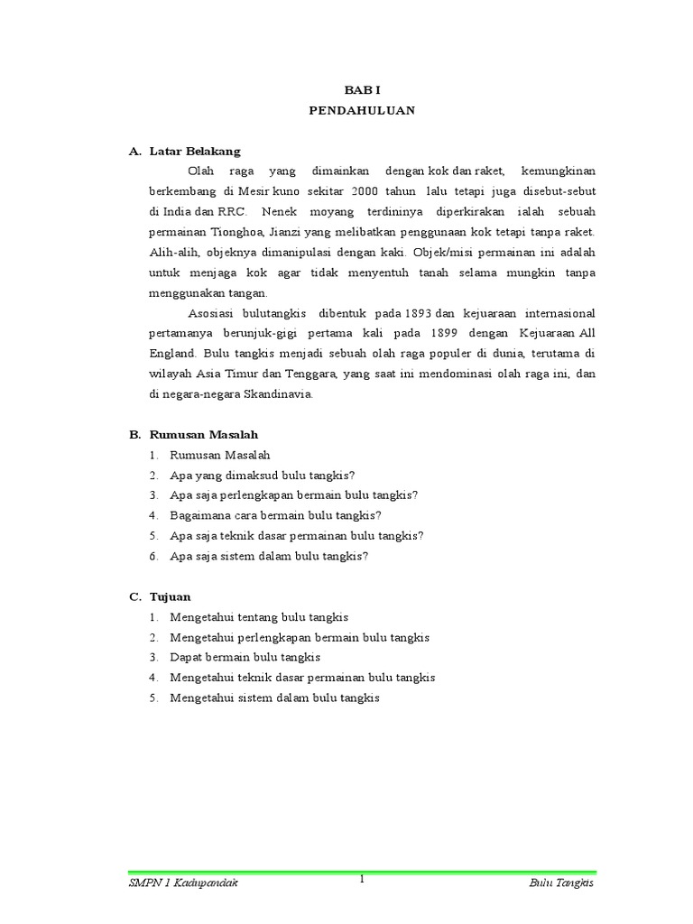 Makalah Bulu Tangkis Lengkap Dengan Gambar Tempat