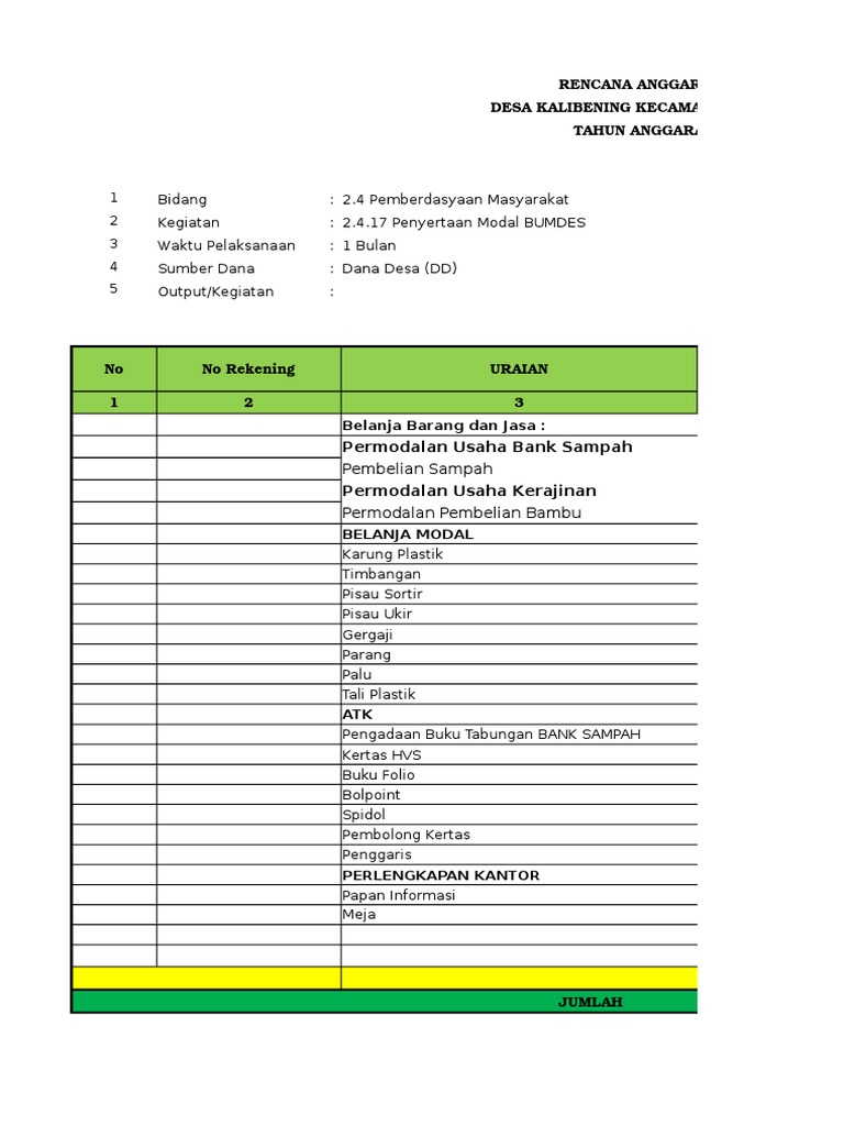 Contoh Rab Bumdes