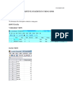 Descriptive Statistics Using SPSS: Ex No: Date