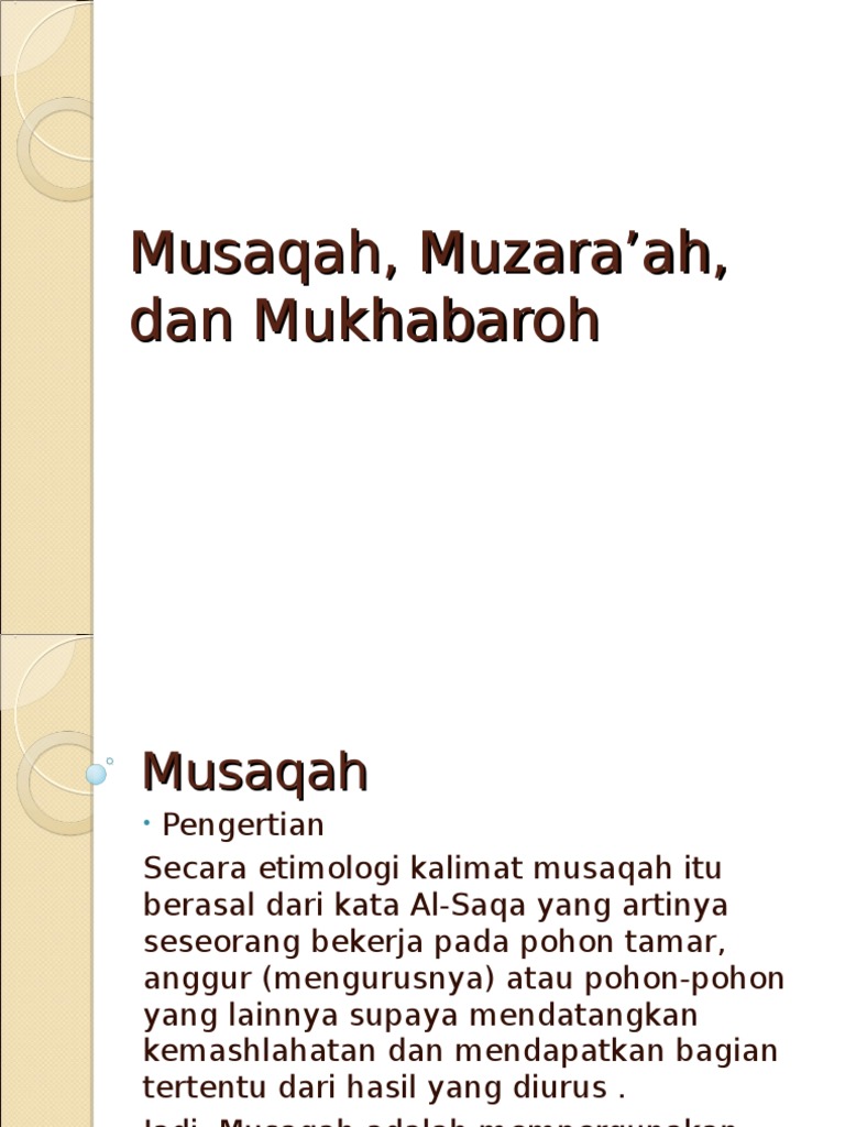 Pengertian Musaqah dan Muzara'ah | PDF | Sains & Matematika | Agama ...