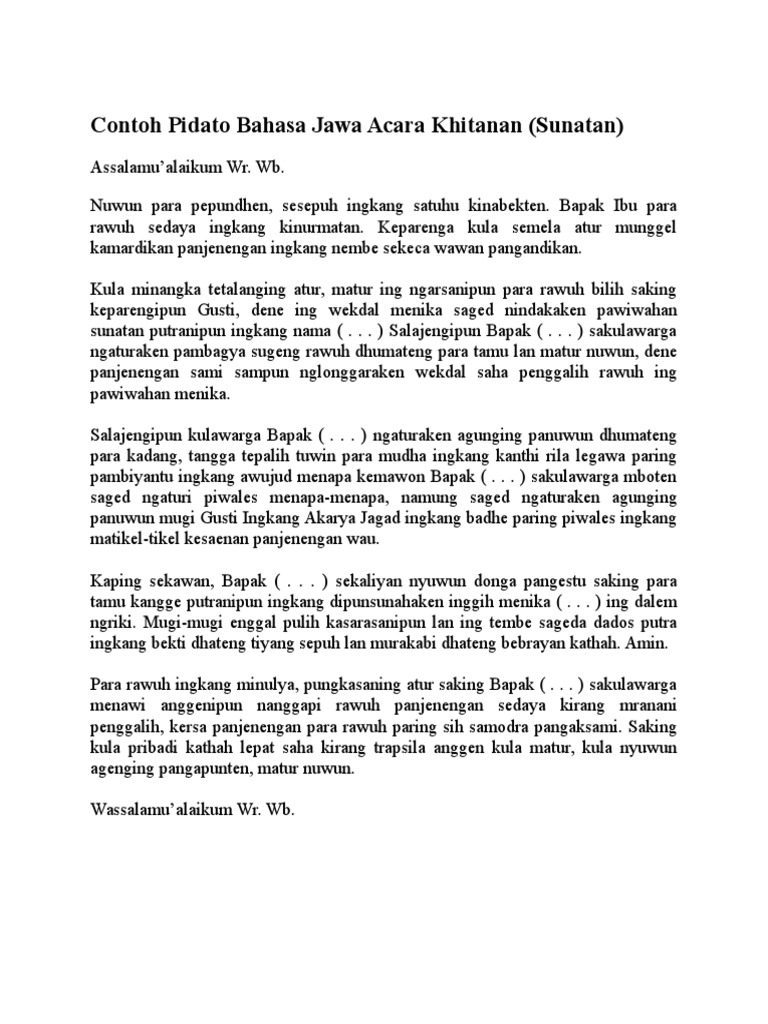 44+ Contoh Pembawa Acara Walimatul Khitan Bahasa Jawa terbaru