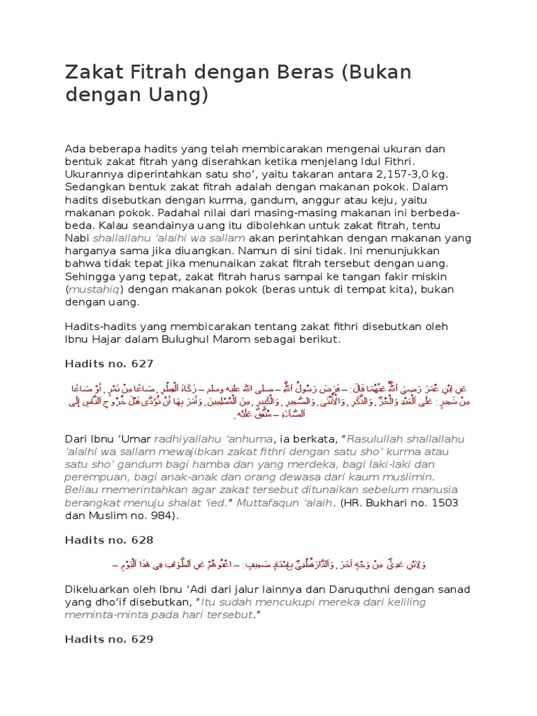 Zakat Fitrah Dengan Beras