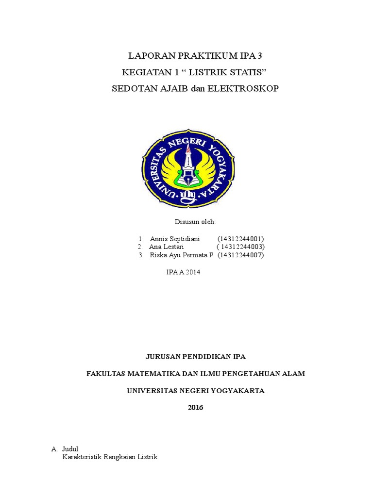 LAPORAN PRAKTIKUM IPA 3 Karakteristik Listrik | PDF