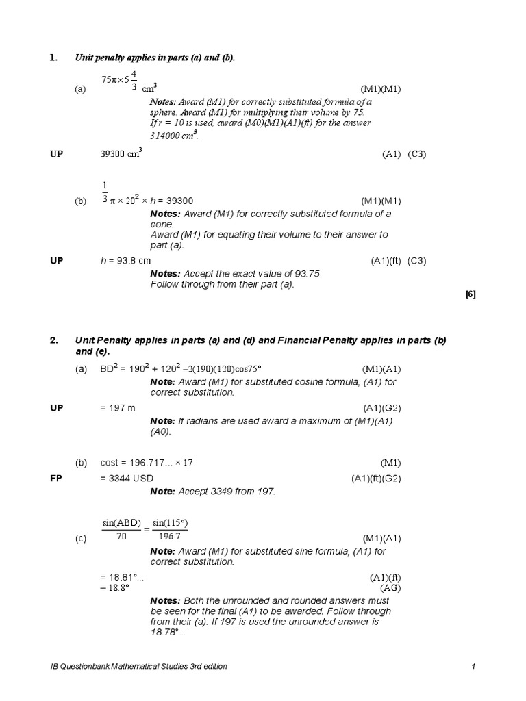 Grade 11 Revision Answers Sine Trigonometric Functions
