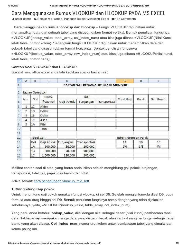 Contoh Soal Vlookup Dan Hlookup  mode pemasaran
